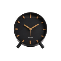 Stolový budík Karlsson KA5943BK Grace – tichý chod a čierny celokovový dizajn (12 cm)